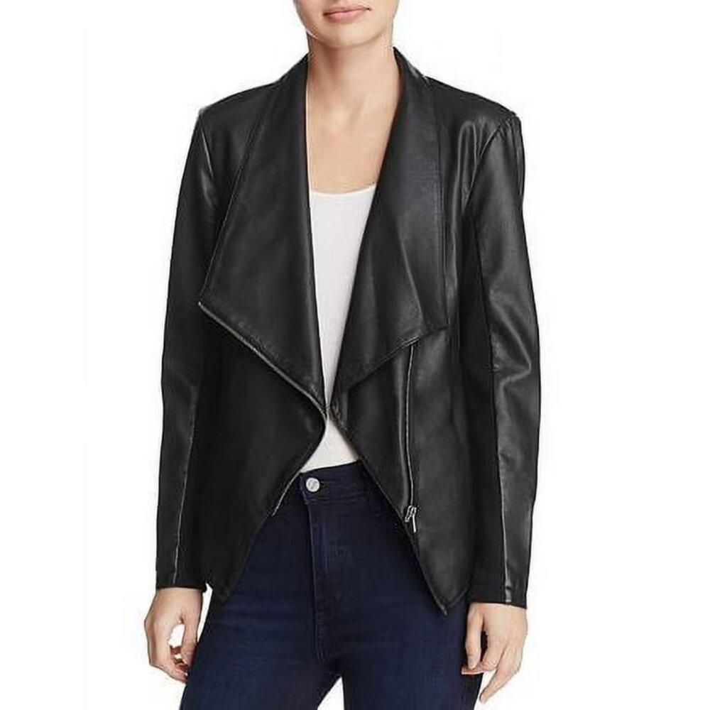 🆕 NWT - BB DAKOTA Women’s Black Vegan Leather Asymmetrical Moto Jacket - Large